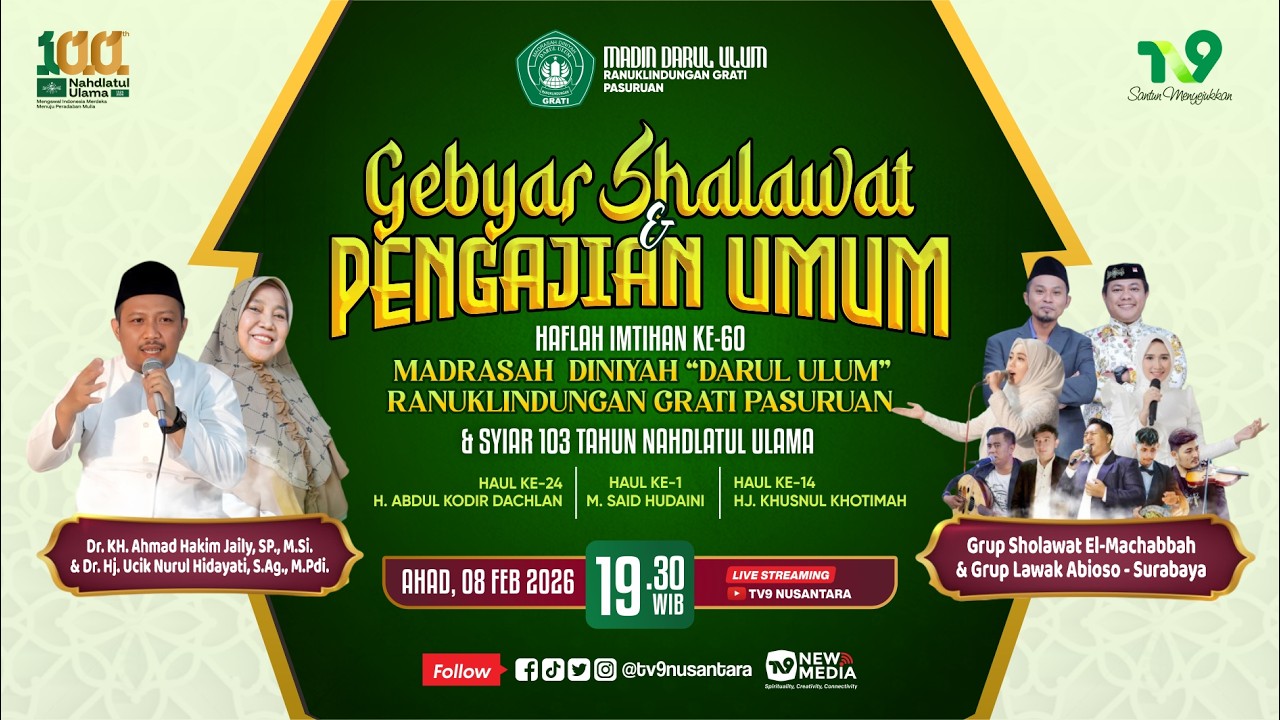 🔴 (LIVE) GEBYAR SHOLAWAT & PENGAJIAN UMUM MADRASAH DINIYAH DARUL ULUM RANUKLINDUNGAN GRATI PASURUAN
