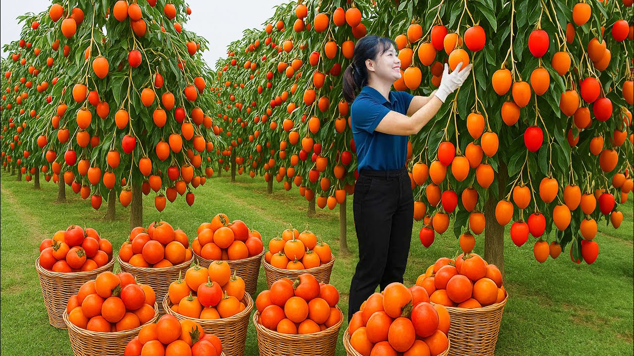Harvesting Many Persimmons & Making Traditional Persimmon Salad - Sweet & Sour Taste Explosion