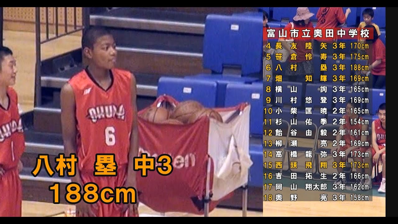 現NBA レイカーズ 八村 塁（2012全中男子決勝  西福岡中 vs 奥田中）