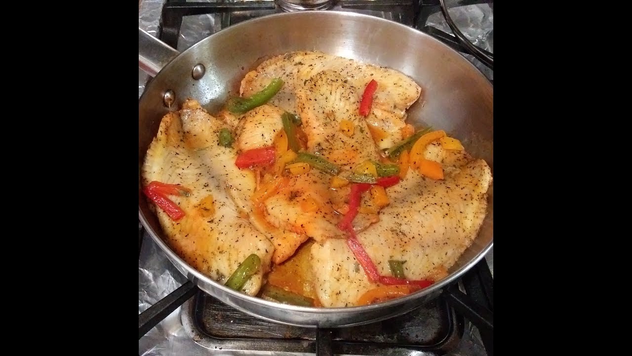 Pan steamed Tilapia and saute'd veggies - 15 minutes!( Tilapia and Veggies)
