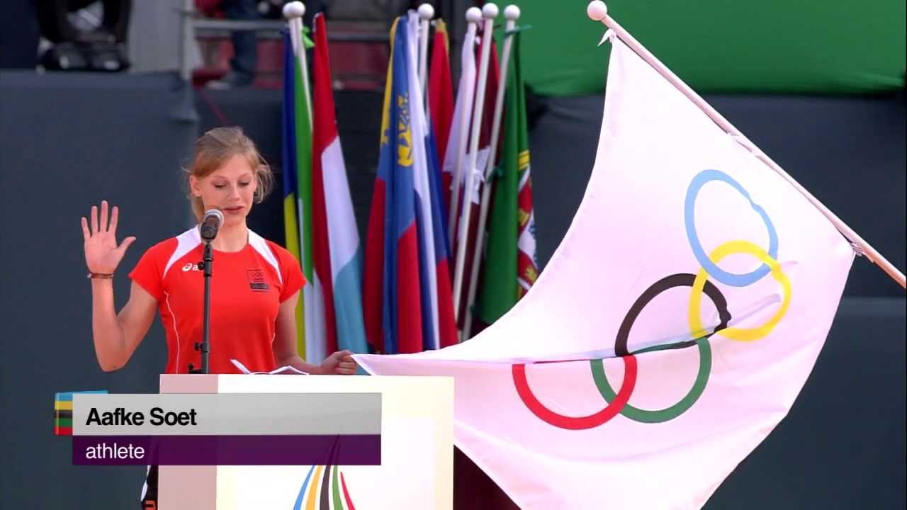 EYOF2013 OPENING CEREMONY OLYMPIC OATH BY AN ATHLETE, AN OFFICIAL AND A COACH