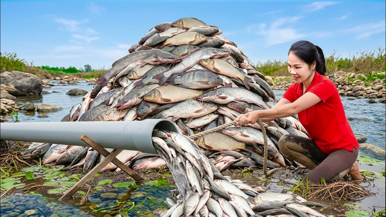 TIMELAPSE -- Catching 1000+ fish in the stream & Go To Market Sell | The daily life of Hằng Free