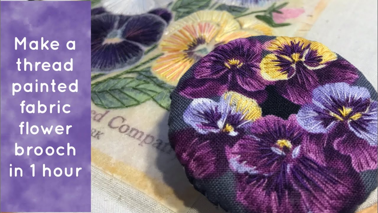 Make a thread painted fabric flower brooch tutorial - slow stitching #roxysjournalofstitchery