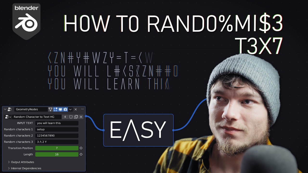 Random Characters to Text Transition | Geometry Nodes - Blender Tutorial