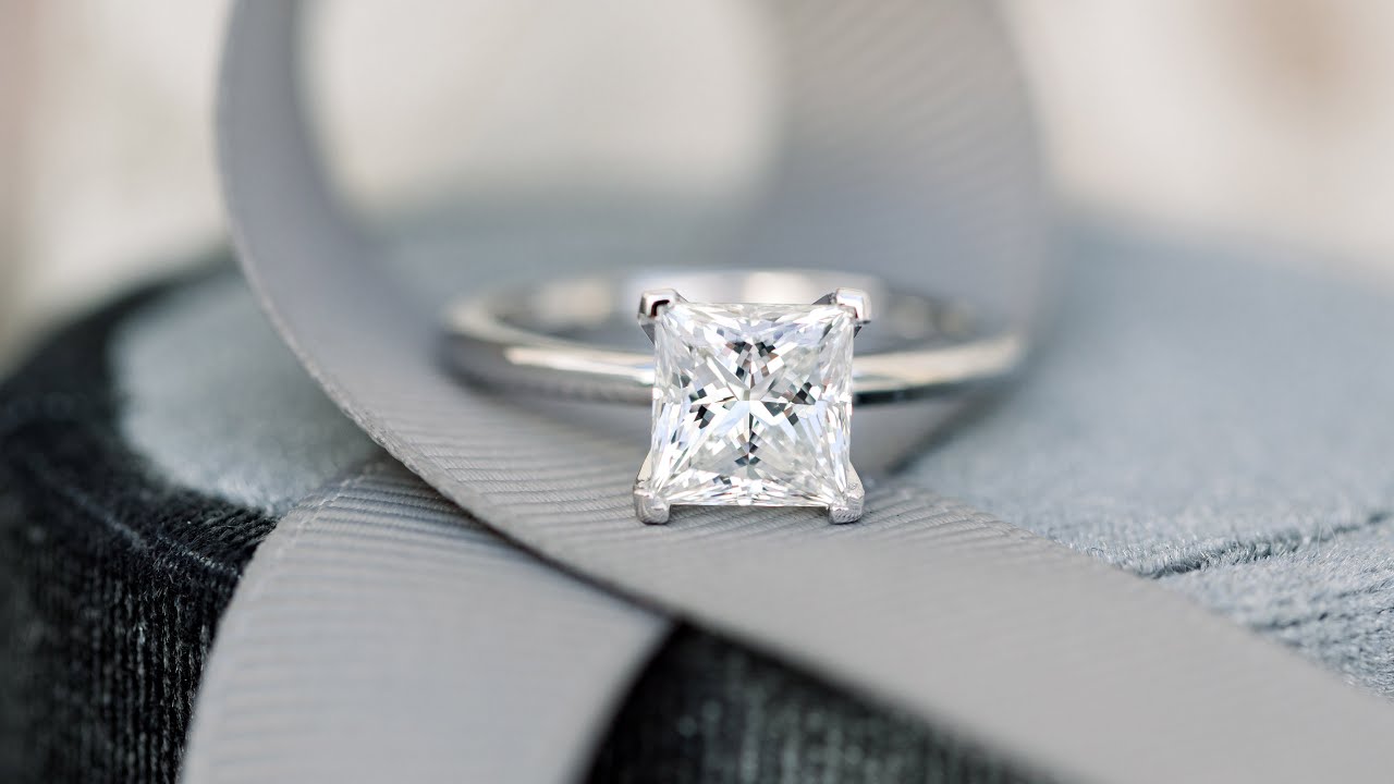 2 Carat Princess Cut Lab Diamond Solitaire Engagement Ring in 18k White Gold | Ada Diamonds