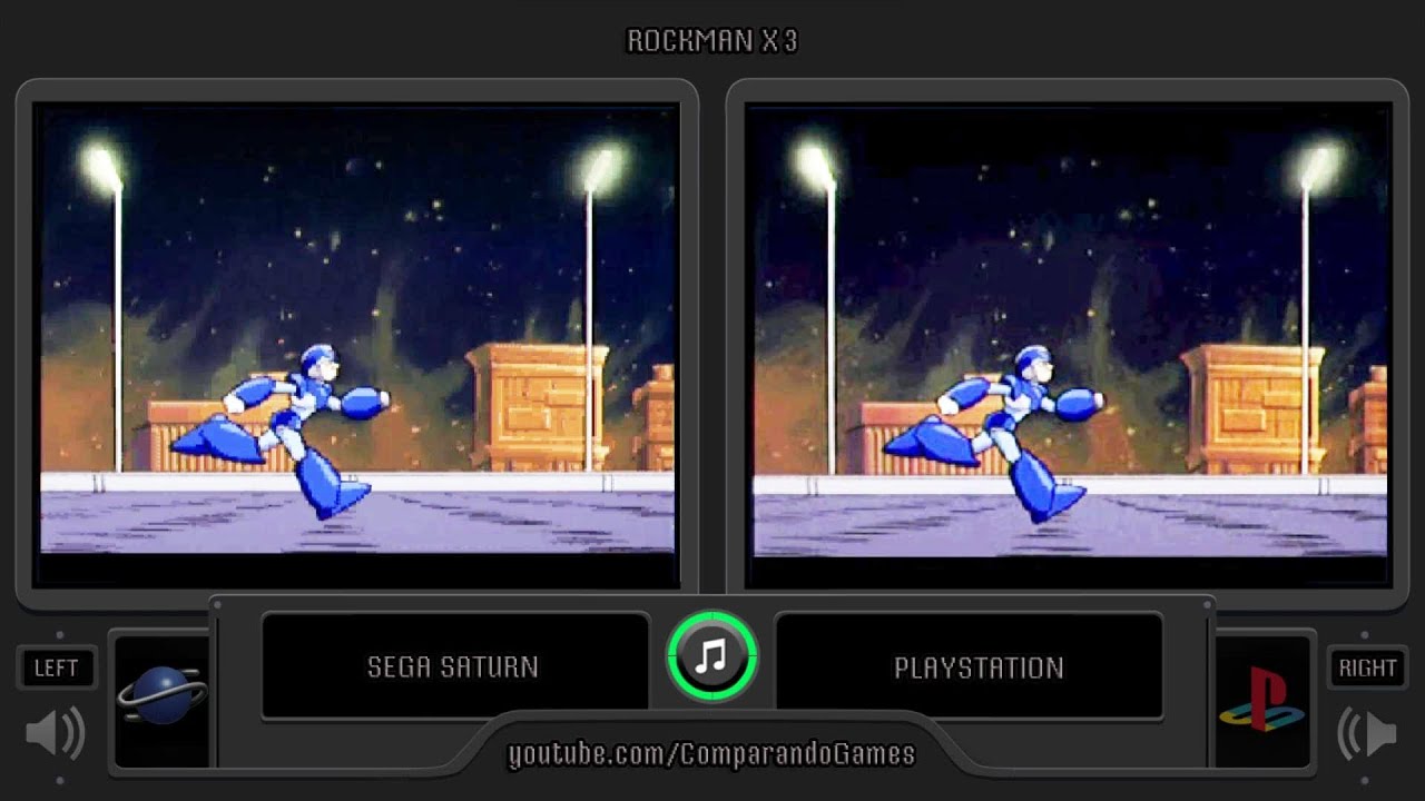 Rockman X3 (Sega Saturn vs Playstation) Side by Side Comparison (Mega Man X3)