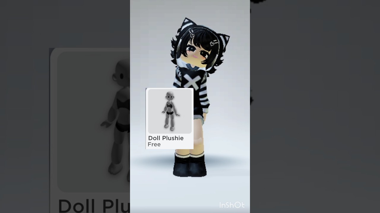 how to make doll plushie for free in roblox 🖤 #shortsfeed #roblox #free #tutorial #shorts#cute #easy