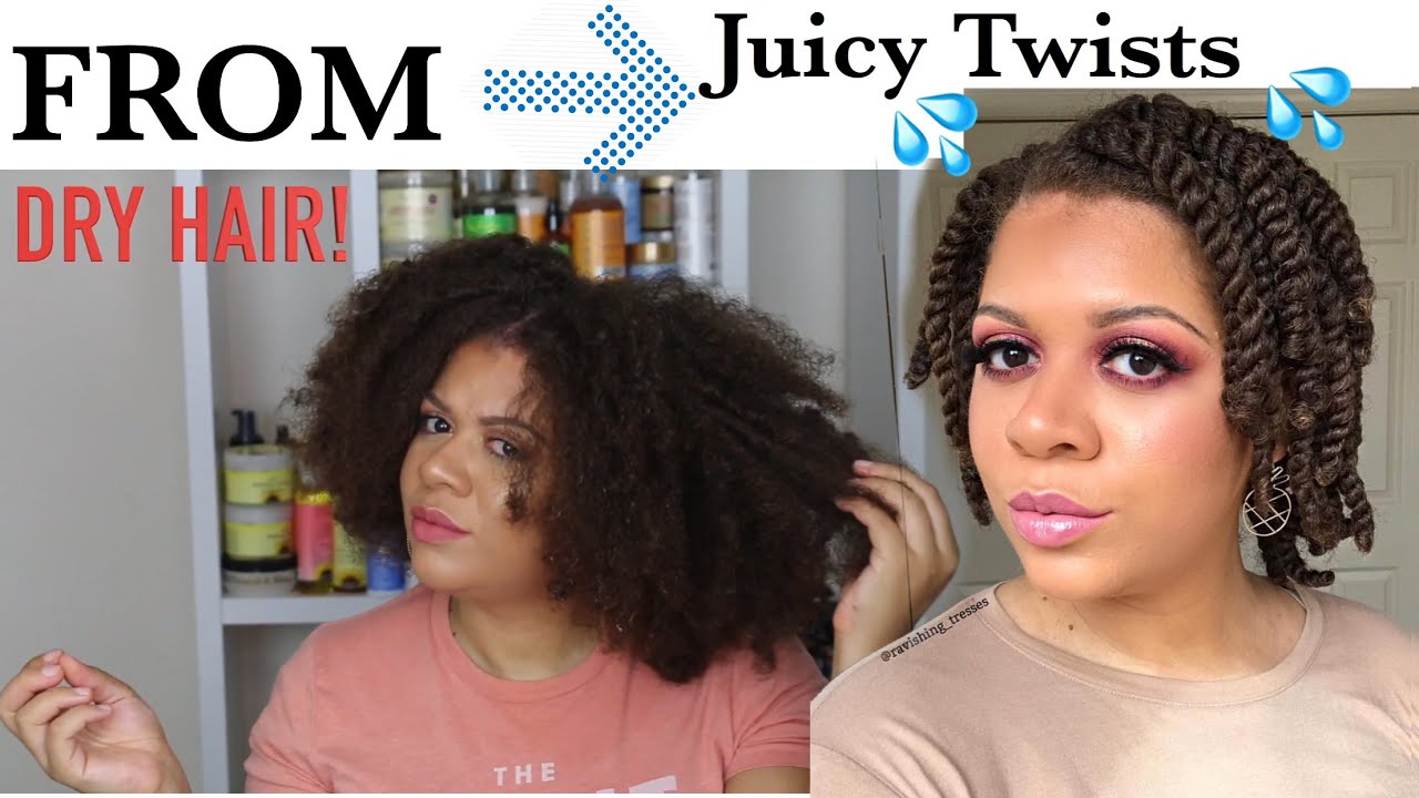 How To Go From Dry Hair To Juicy Twists WITHOUT Washing Your Hair | Natural Hair Styles
