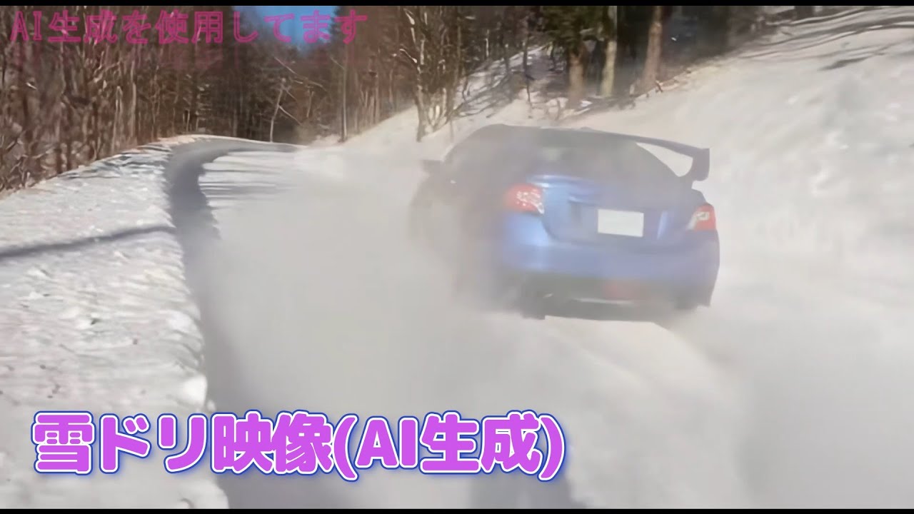 雪道でドリフト走行(AI生成)