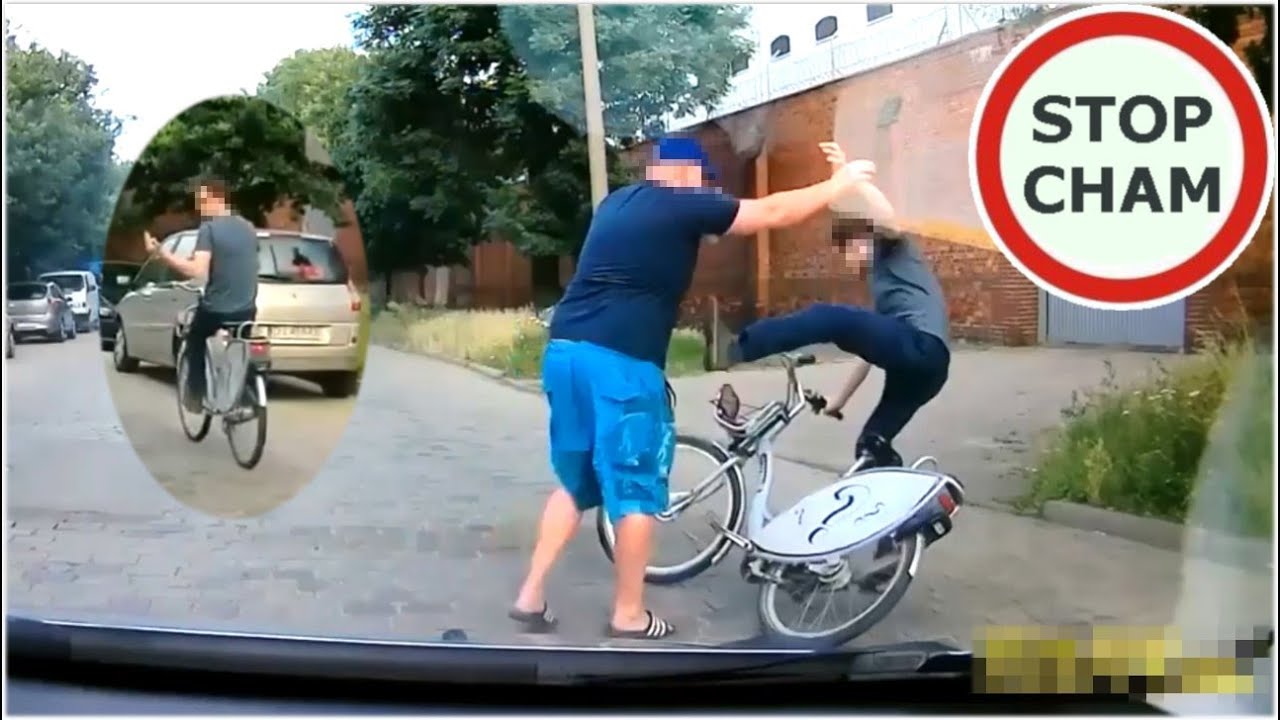 Środkowy paluszek i atak na rowerzystę 