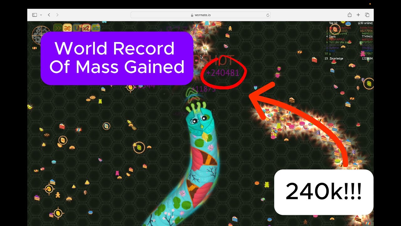 Wormate.io World Record 2024!!! Of Mass Gained!!! (It is Shocking!!!)