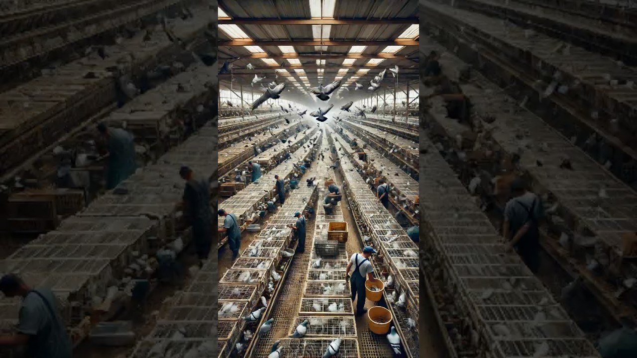 How Americans Raise and Process Millions of Pigeons: From Farm to Table 🕊️#birds #shorts #pigeon