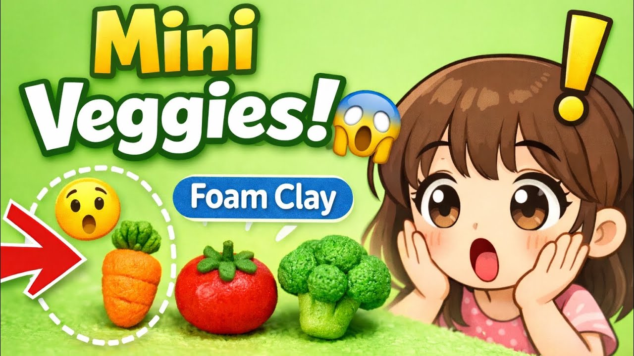 أسهل طريقة لعمل خضروات مصغّرة من صلصال الفوم 😍 | Foam Clay Mini Veggies