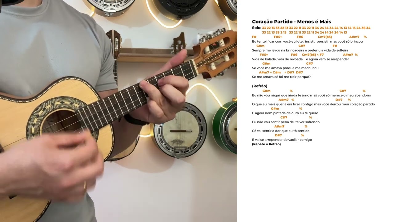 APRENDA “CORAÇÃO PARTIDO” SIMPLIFICADA MENOS É MAIS NO CAVAQUINHO COM CIFRA - LÉO SOARES