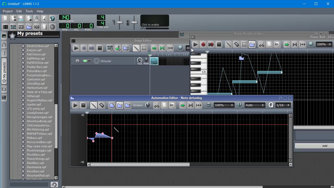 Quick LMMS video: how to apply pitch bend