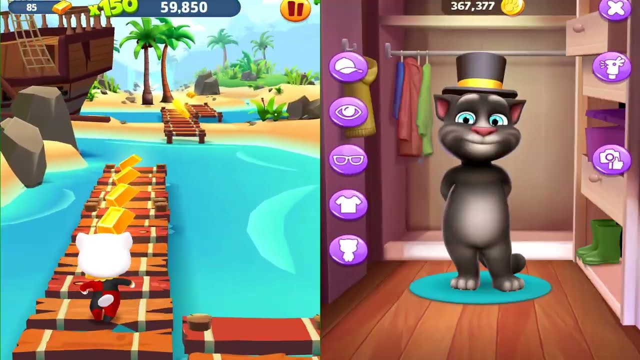Talking Tom Gold Run против My Talking Tom2 ios Andriod Gameplay 2025 Tom2 lvl 121 Ep4644