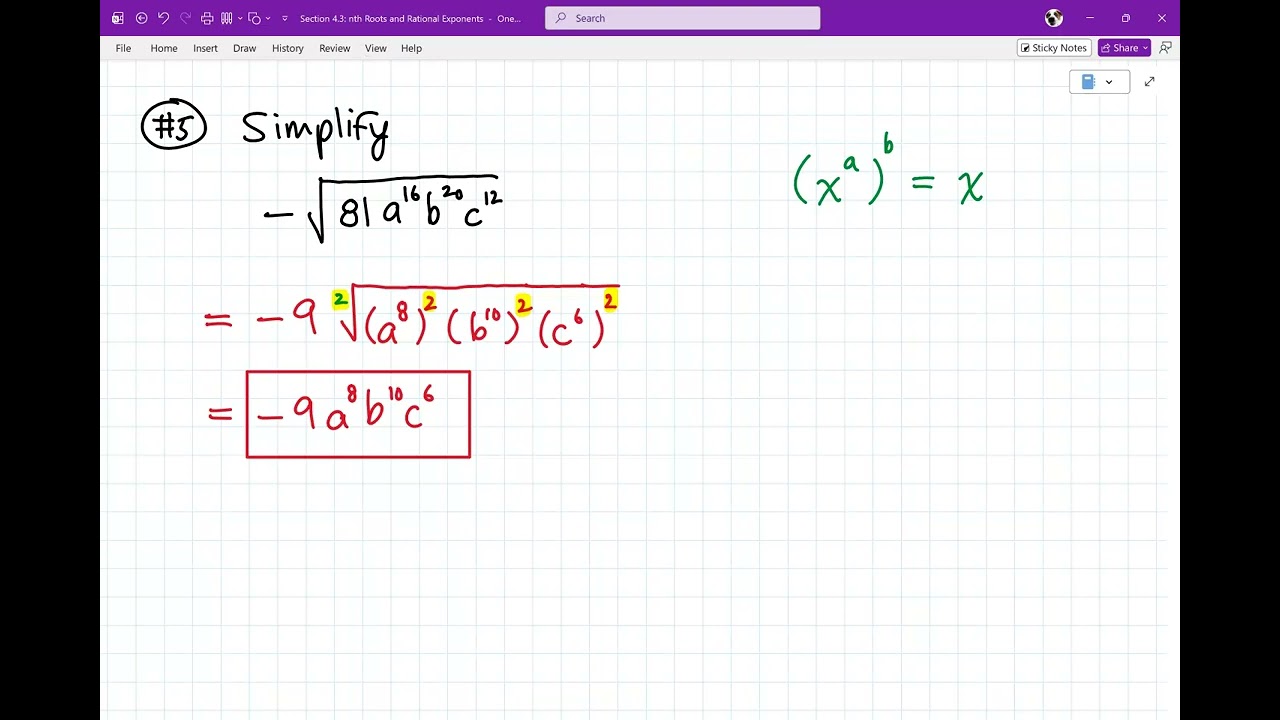 Section 4.3(A): nth Roots and Rational Exponents