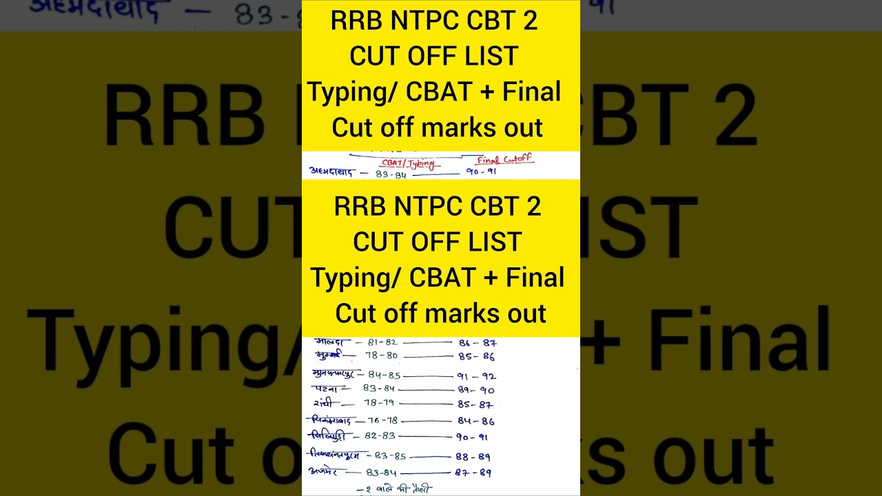RRB NTPC CBT 2 CUT OFF 👉 Check Typing CBAT Cut Off and Final Cutoff also #cutoffrrbntpccutoff
