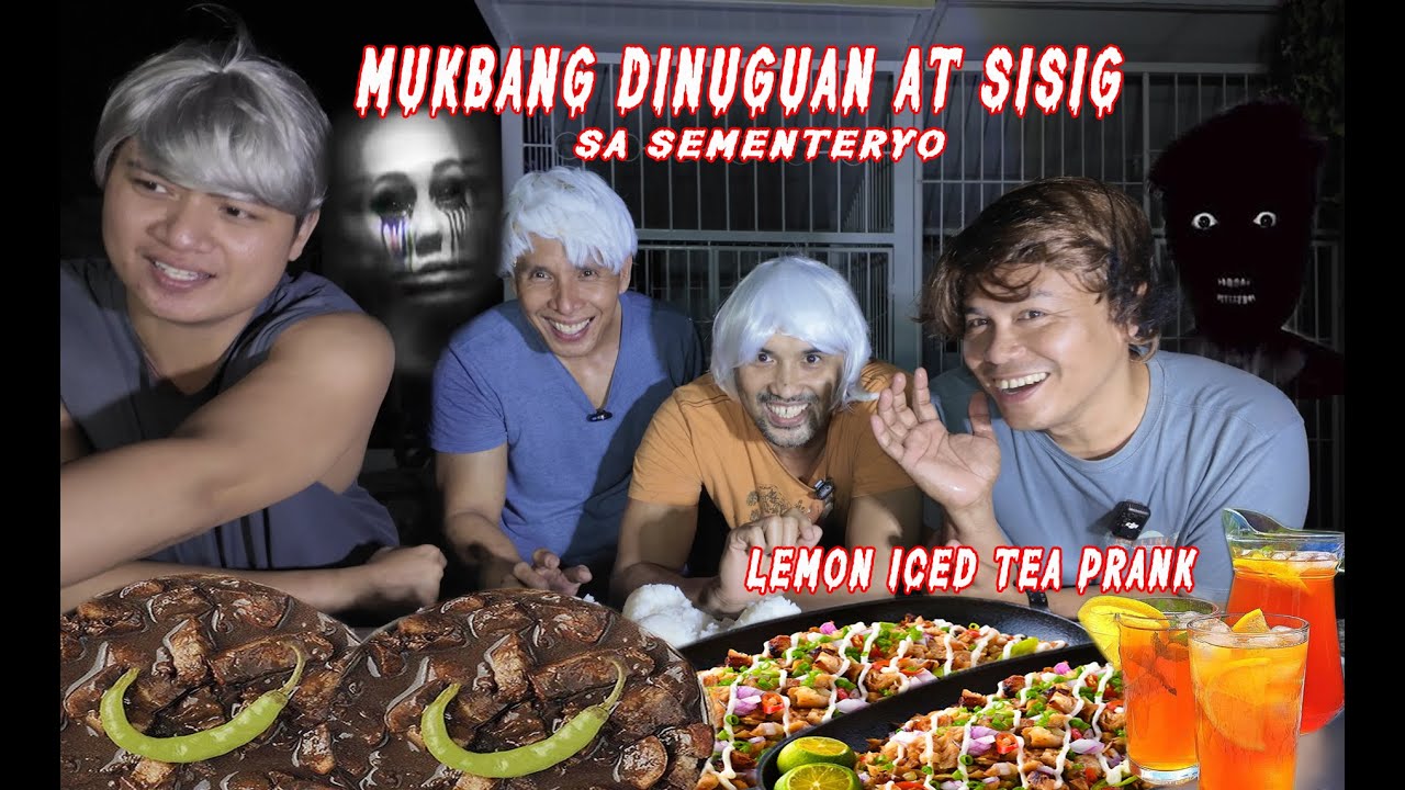 MUKBANG DINUGAAN AT SISIG SA SEMENTERYO ICED TEA PRANK