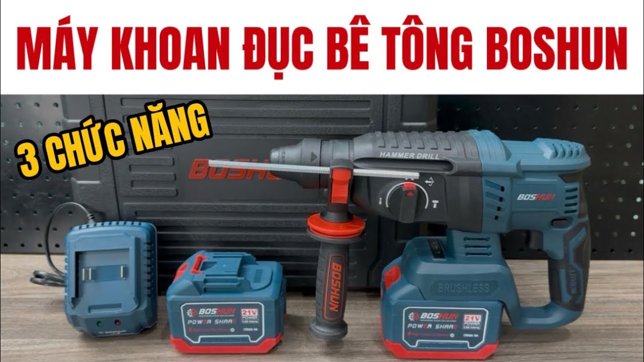 Máy Khoan Đục Bê Tông Chính Hãng Boshun 3 Chức Năng Cao Cấp Cho Anh Em Thợ Làm Công Trình