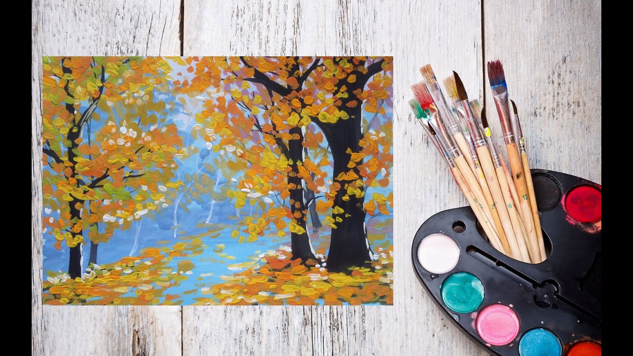 Как нарисовать золотую осень гуашью! #Dari_Art