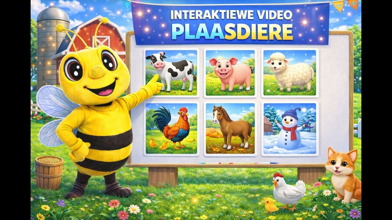 Leer Plaasdiere vir Kleuters | Interaktiewe Opvoedkundige Video | Bee-Bee die By