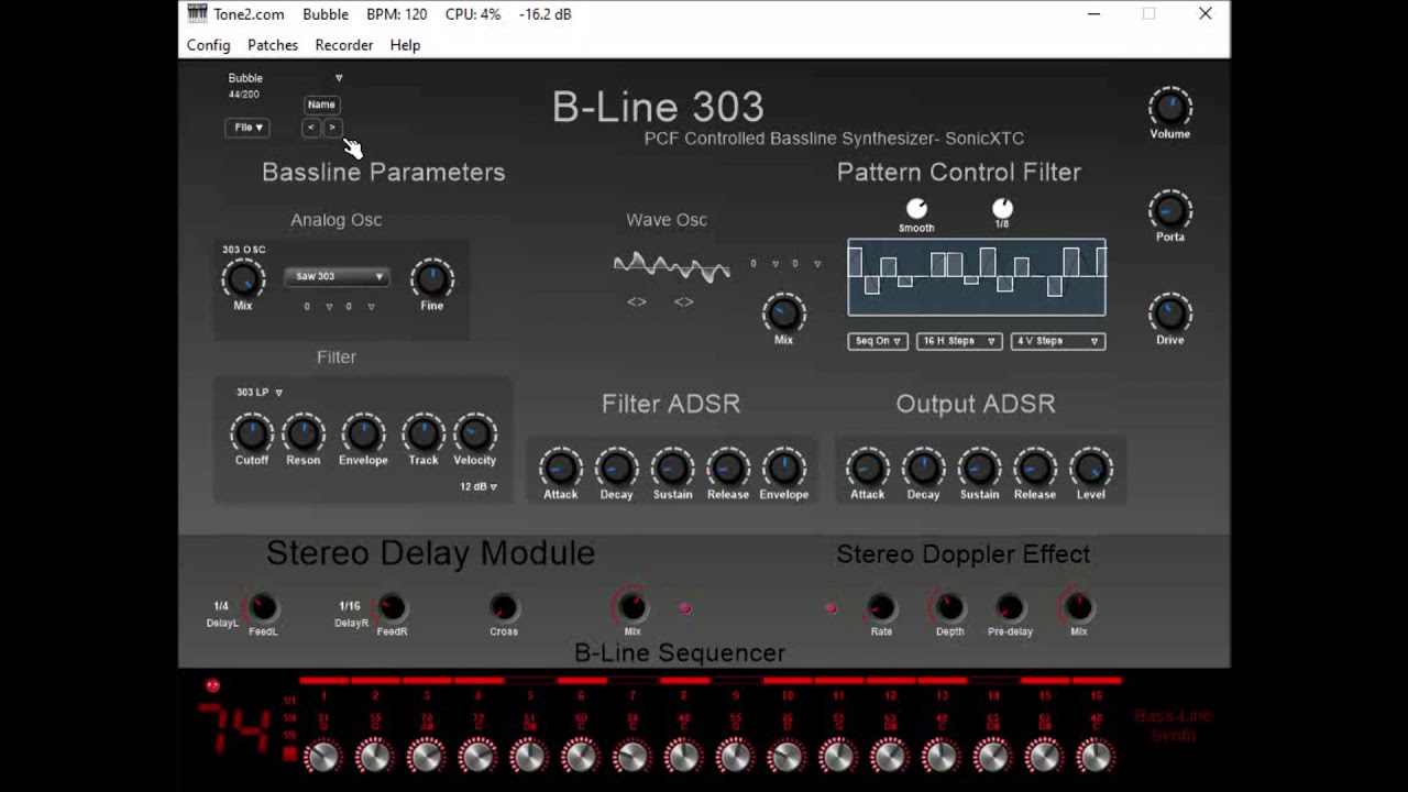 B-Line 303 PCF Controlld Bassline Synthesizer by SonicXTC