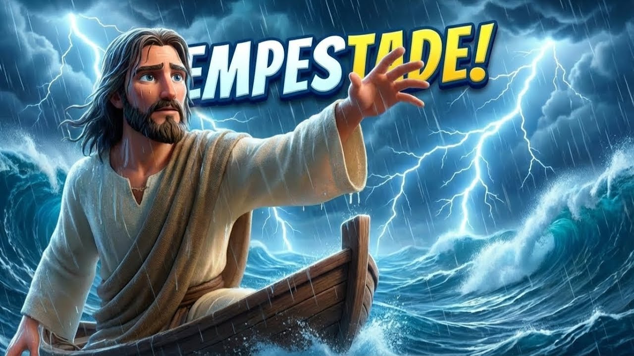 Jesus acalma tempestade! 🌊 | Música cristã animada (para cantar em família)