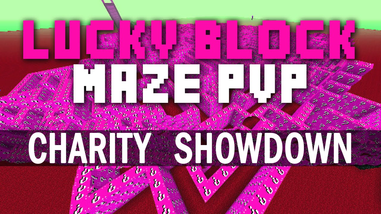 Minecraft PINK LUCKY BLOCK CHARITY SHOWDOWN LABYRINTH with The Pack