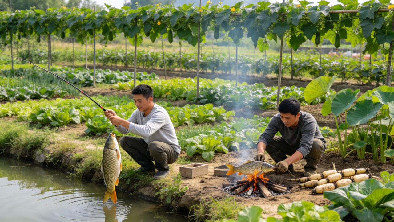 山野寻味：一钓鲜鱼，一藕清欢  Taste of the Wild: A Catch of Fresh Fish, a Joy of Lotus Root
