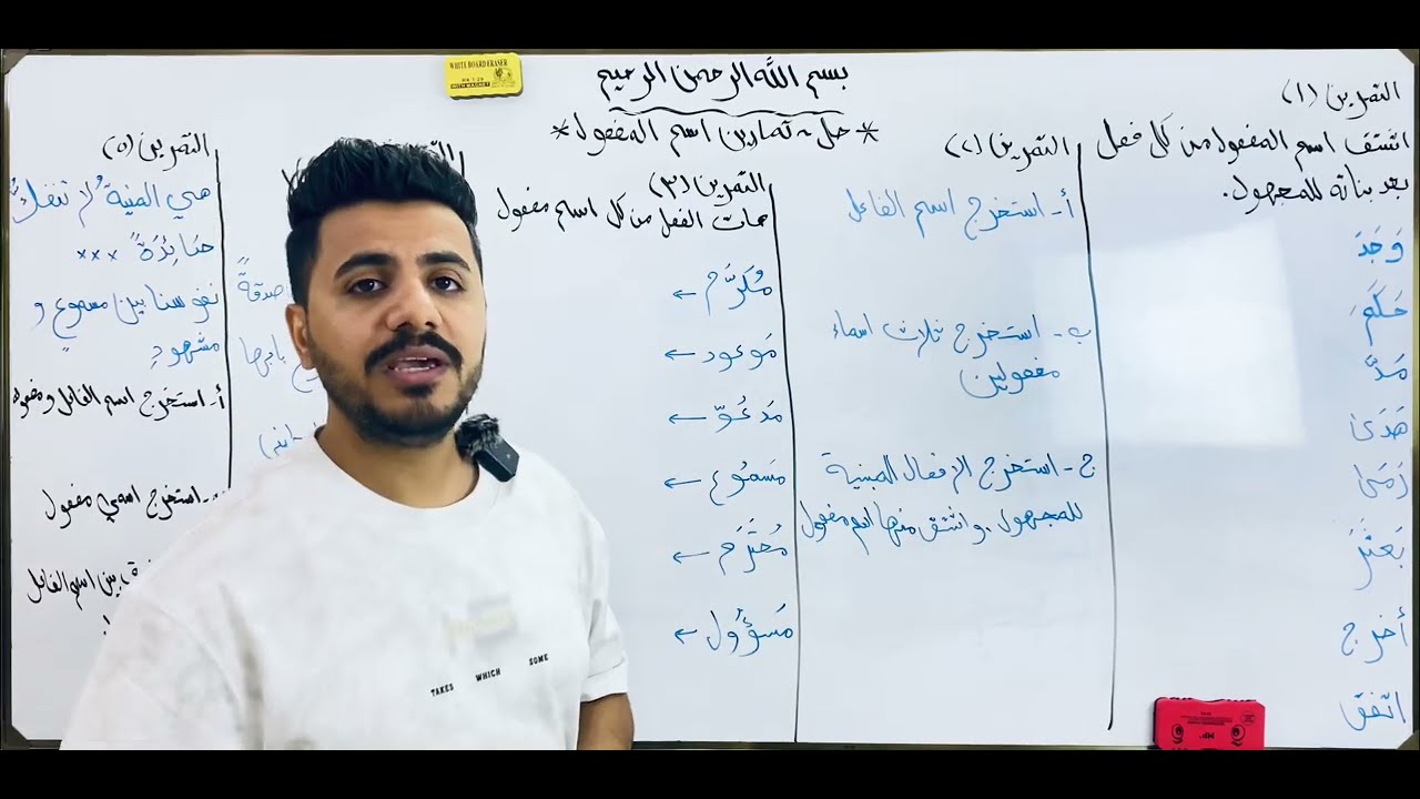 الثالث متوسط / قواعد / الموضوع التاسع / حل تمارين اسم المفعول