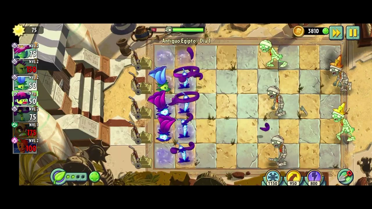 Jugando el nivel 1 de el antiguo Egipto con plantas de tiempos modernos 