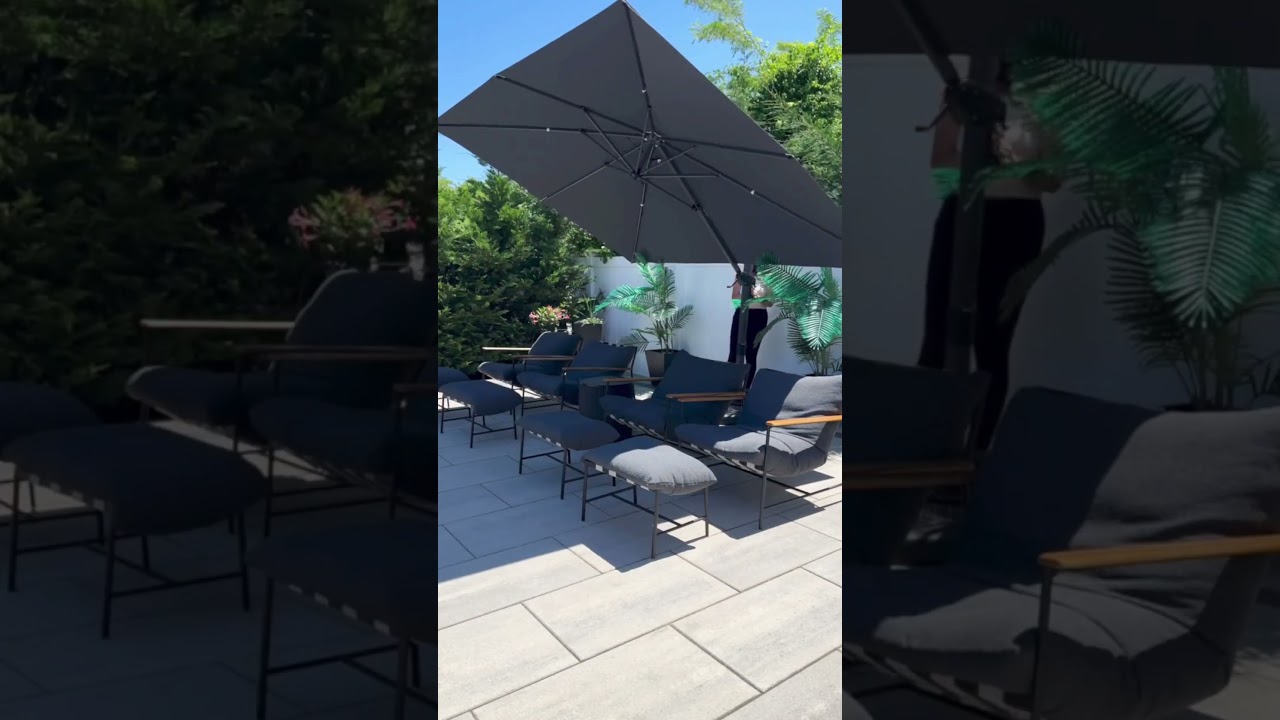 Stay Cool All Summer! Windproof Cantilever Umbrella &mdash; Watch How It Transforms Your Outdoor Space!