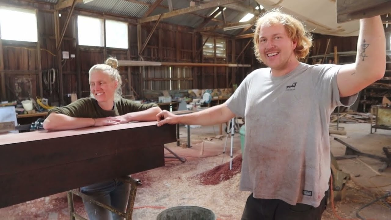 Winding sticks on some massive keel timbers! Time to get serious with our wooden boat building(EP16)
