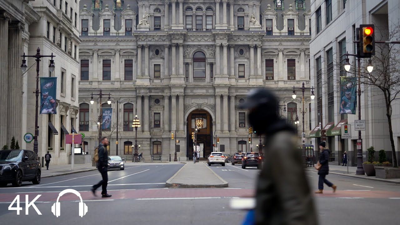 City Hall, Philadelphia | Ambient Background Binaural City Sounds | 4K