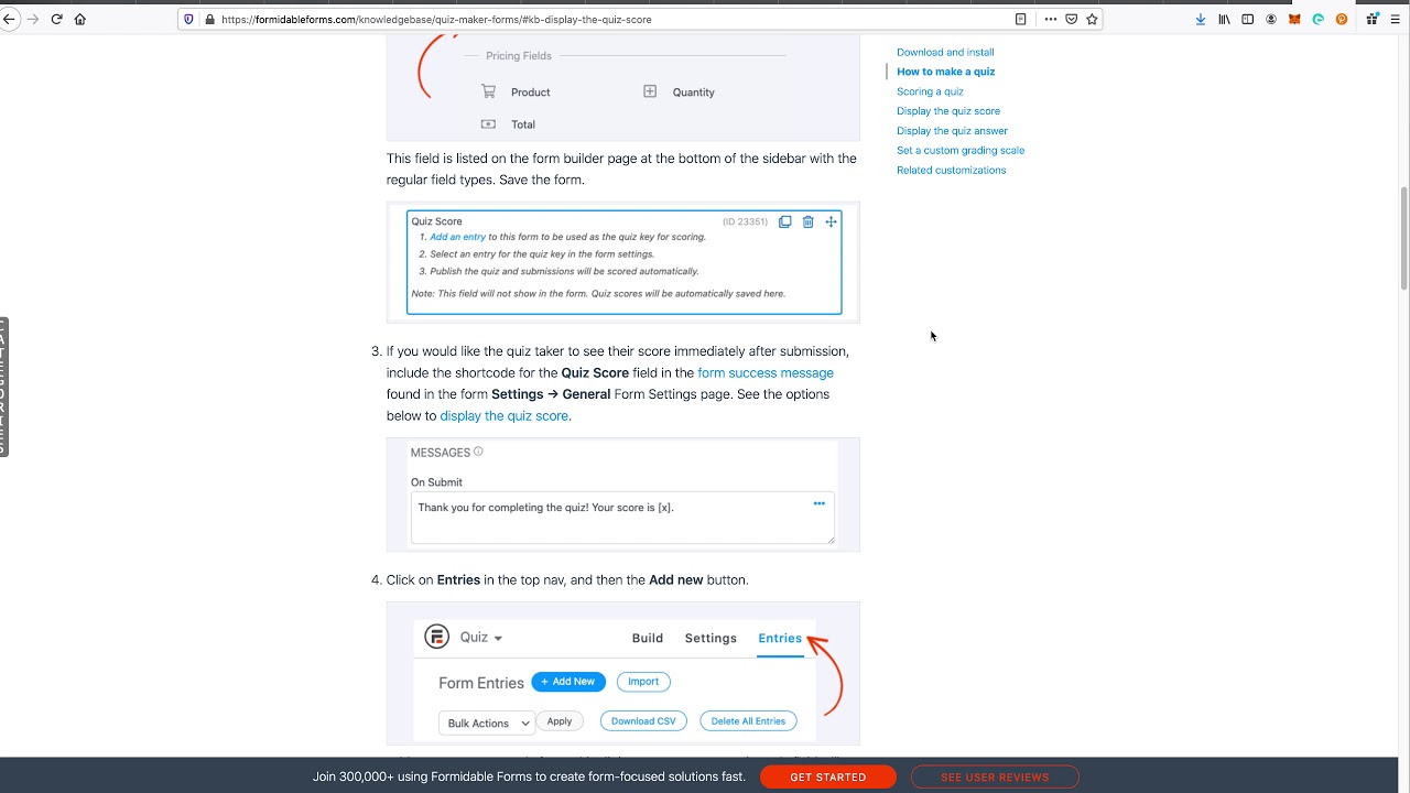 How to make a quiz in Formidable Forms and exclude fields like name email and phone without hooks