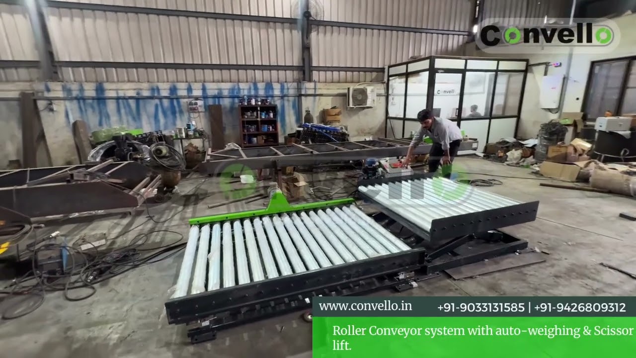 Roller Conveyor with Scissor Lift & Automatic Weighing System | Industrial Automation by Convello
