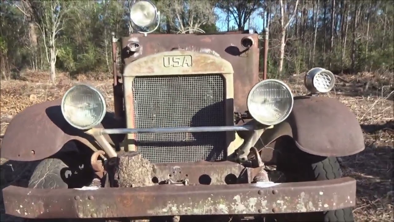 1928 USA Liberty Fire Truck from Bayou Boeuf, LA ABANDONED in Woods