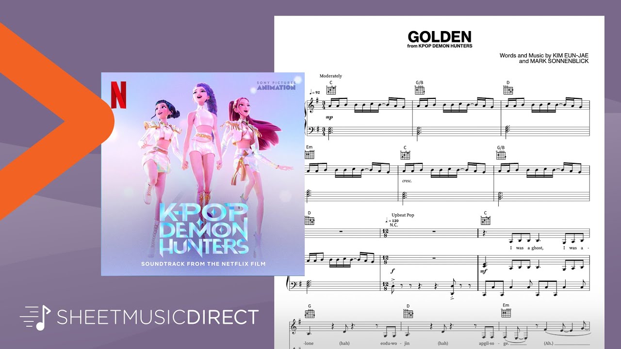 Golden (from KPop Demon Hunters) - Huntr/x - Piano, Vocal & Guitar (Right-Hand Melody)