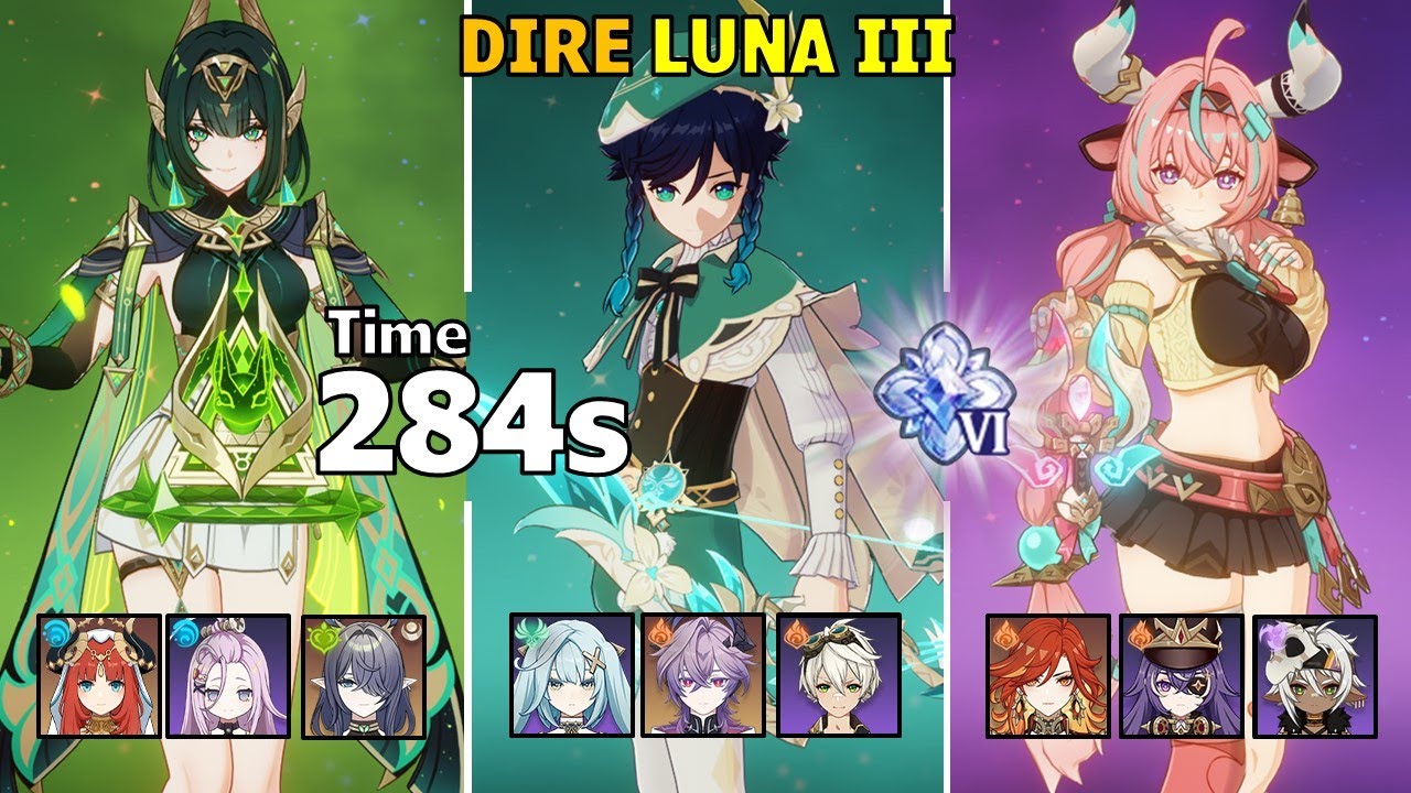 C2 Nefer & C2 Venti & C0 Varesa - Stygian Onslaught Dire Luna III Genshin Impact