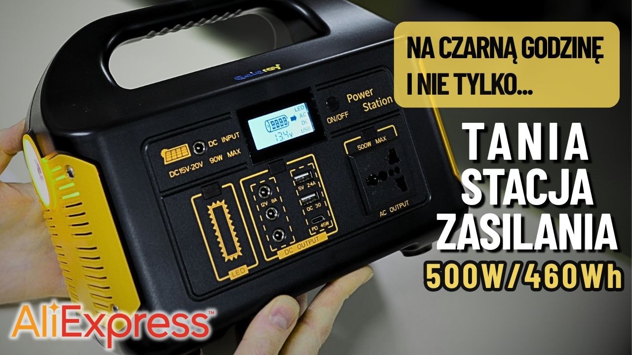 TEST - TANIA STACJA ZASILANIA 500W LiFePO4 460Ah 230V CZYSTY SINUS USB QC 3.0 PD 45W z Aliexpress