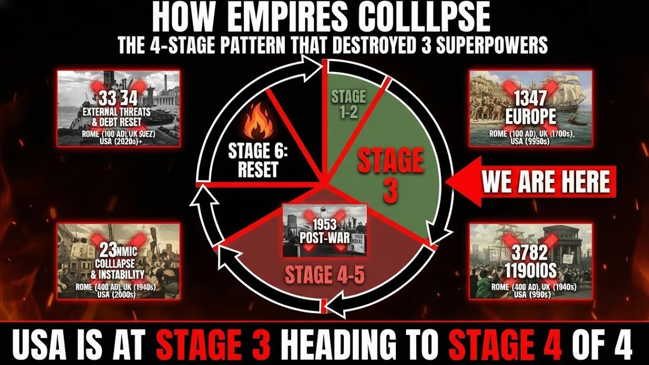 Как рушатся империи: 4-этапный процесс, уничтоживший 3 сверхдержавы.