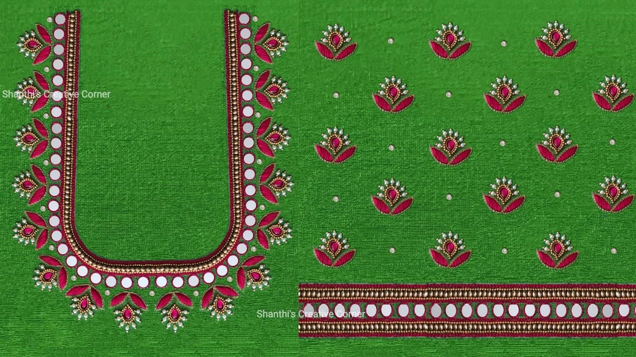 Aari work with normal stitching needle | Hand Embroidery On Stitched Blouse Design
