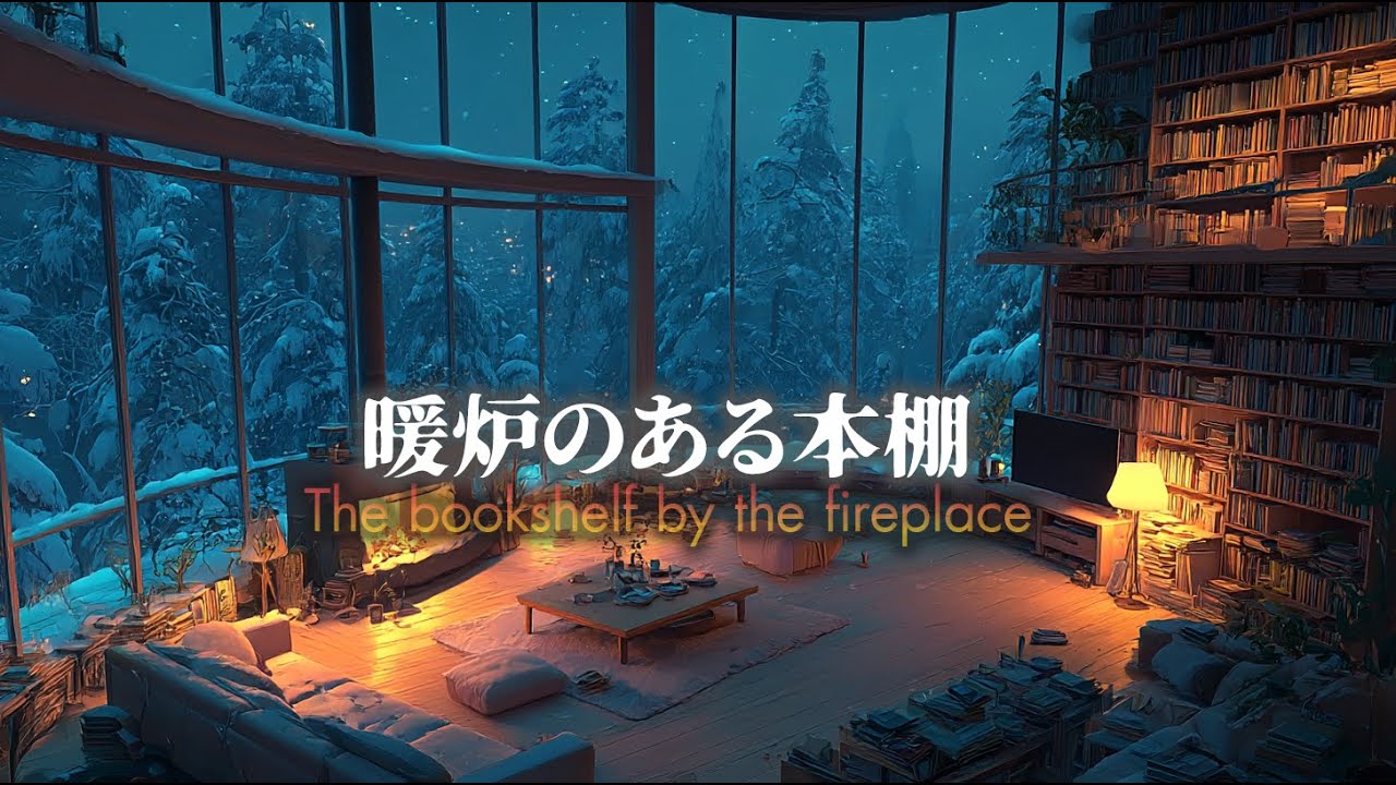 The bookshelf by the fireplace | Peaceful Lofi Ambience