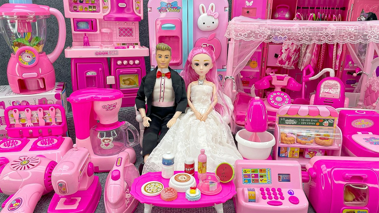 18 Minutes Satisfying with Unboxing Barbie Princess Pink Kitchen,Rock Bed Play Set Review Toys｜ASMR