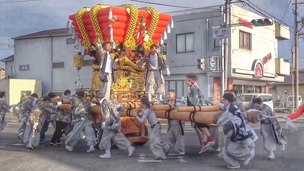 2024.4.13 南あわじ市 瑞井八幡神社 春祭り 宵宮 だんじり(掃守·江尻·北方) 主に 掃守交差点 練り