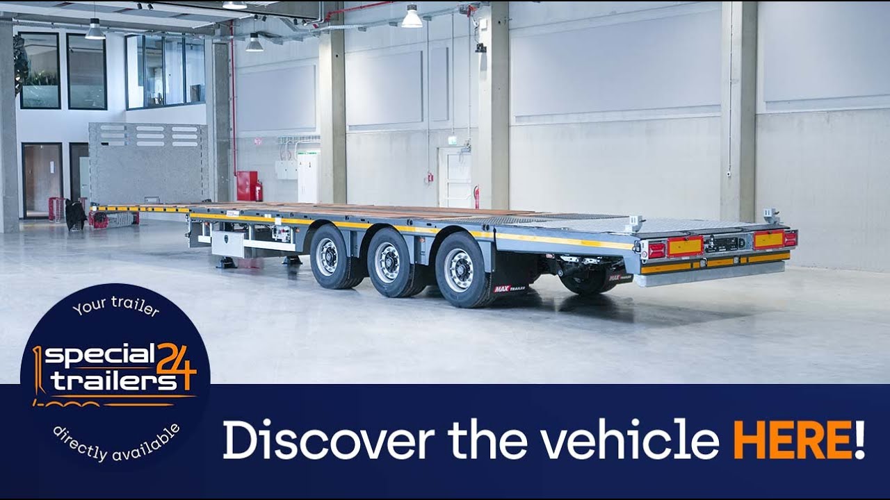 MAX Trailer - MAX200 extendable flatbed trailer with 3 axles, 19.5