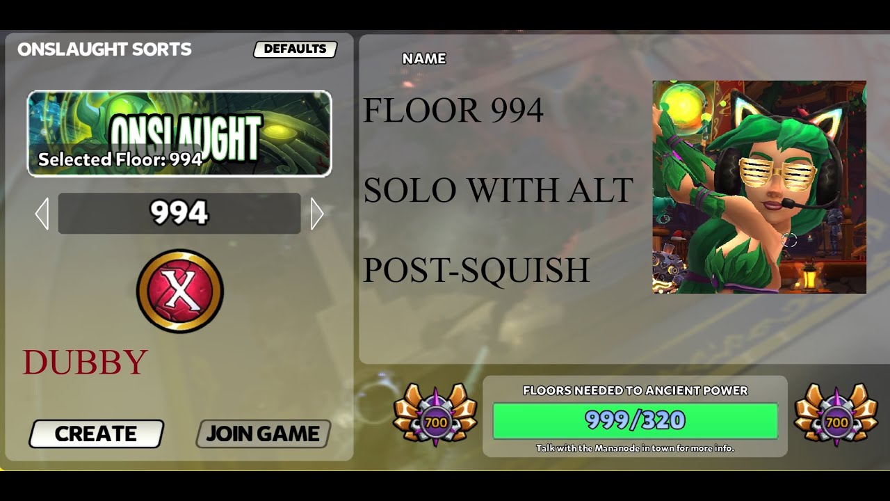 Dungeon Defender 2 Floor 994 Solo with Alt (Post-squish)