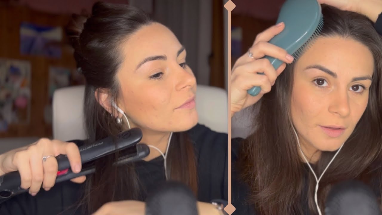 ASMR ita | Chiacchieriamo mentre mi spazzolo e piastro i capelli 💆🏻‍♀️