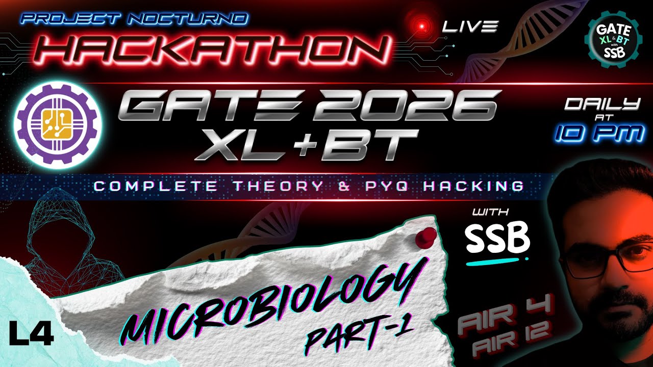 L4 | Microbiology -1 | GATE XL & BT 2026 | Project Nocturno | ⚡Hackathon | with SSB #gatexl #gatebt